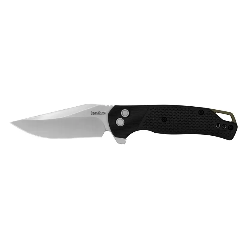 Kershaw Runoff 3.1" Folding Knife, Stonewashed 8Cr13MoV Blade, Black GFN Handle, Button Lock - 1