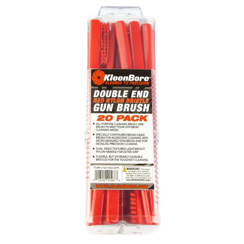 Kleen-Bore Double Ended Nylon Brush 20 Pack – Red Cleaning Brushes for Equipment - 1