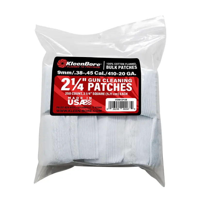 Kleen-Bore SuperShooter Cotton Patches 38-45/410-20 Caliber 250 Pack - 1