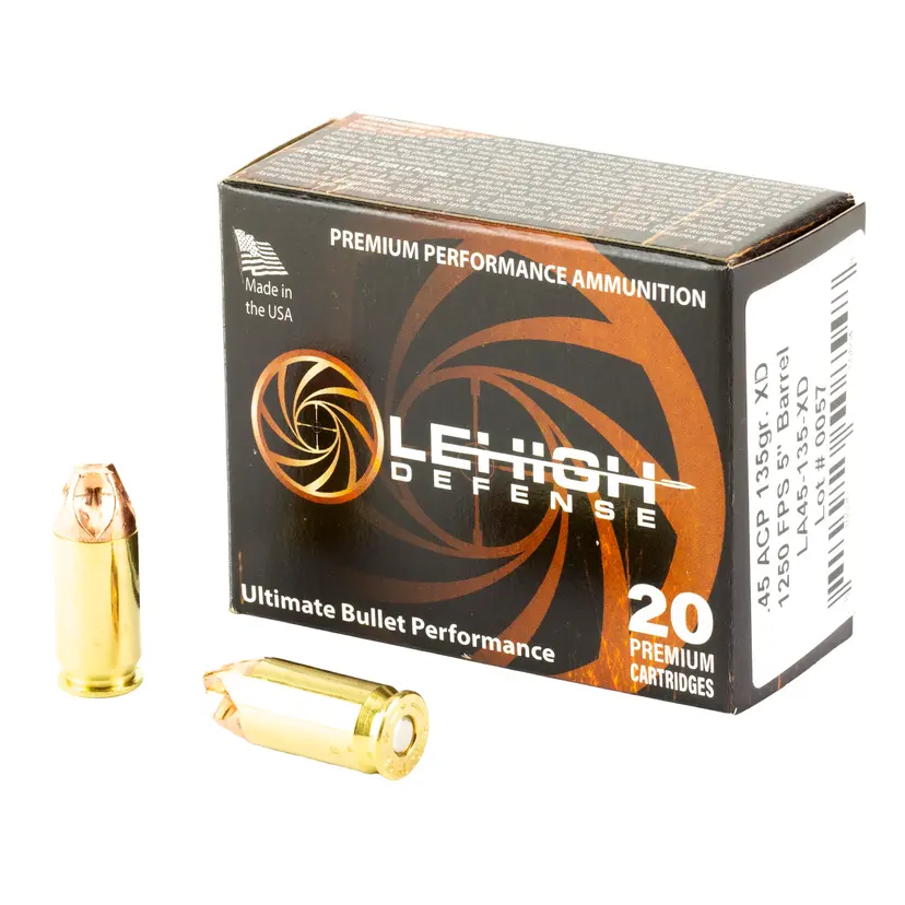 Lehigh Defense Xtreme Defense .45 ACP 135gr XD FTM Ammunition – 20 Round Box - 1