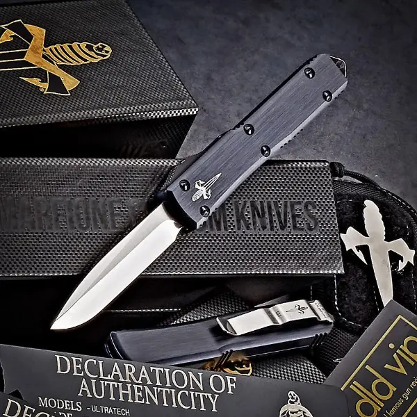 Marfione Custom Ultratech Mirror Polish Anodized Hefted Alloy w Blue Ringed Titanium Hardware - 1