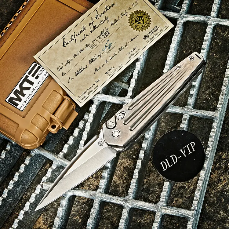 Medford Nosferatu Automatic Knife Tumbled Titanium - 1