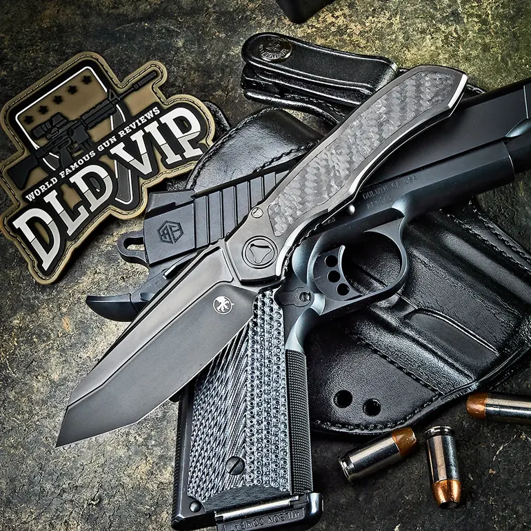 Microtech Anax T/E DLC Titanium Handle DLC Standard DLC Titanium Pivot Collar Carbon Fiber Inlay 191C-1 DLCTCFITI - 1