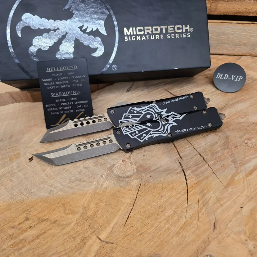 Microtech Combat Troodon Dead Man's Hand Hellhound & Warhound Signature Series Bronzed Apocalyptic Standard 219-13 SET DMS - 1