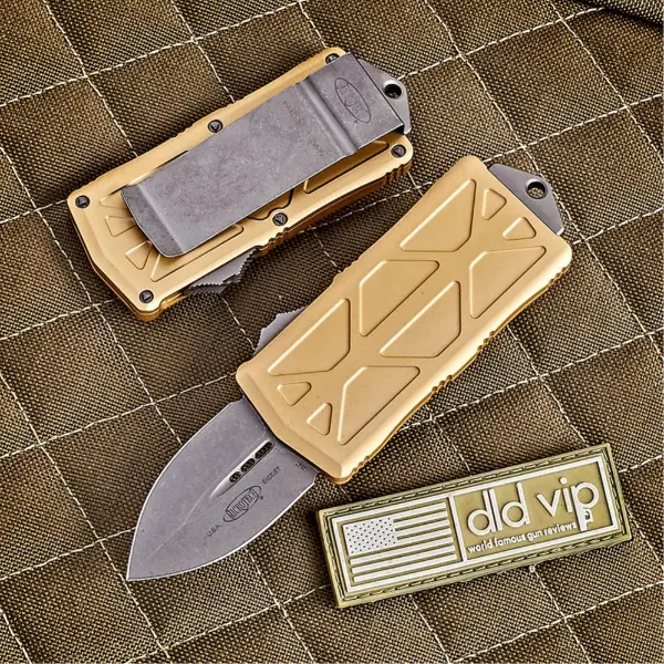Microtech Exocet Champagne Gold Apocalyptic Standard 157-10 APCG - 1