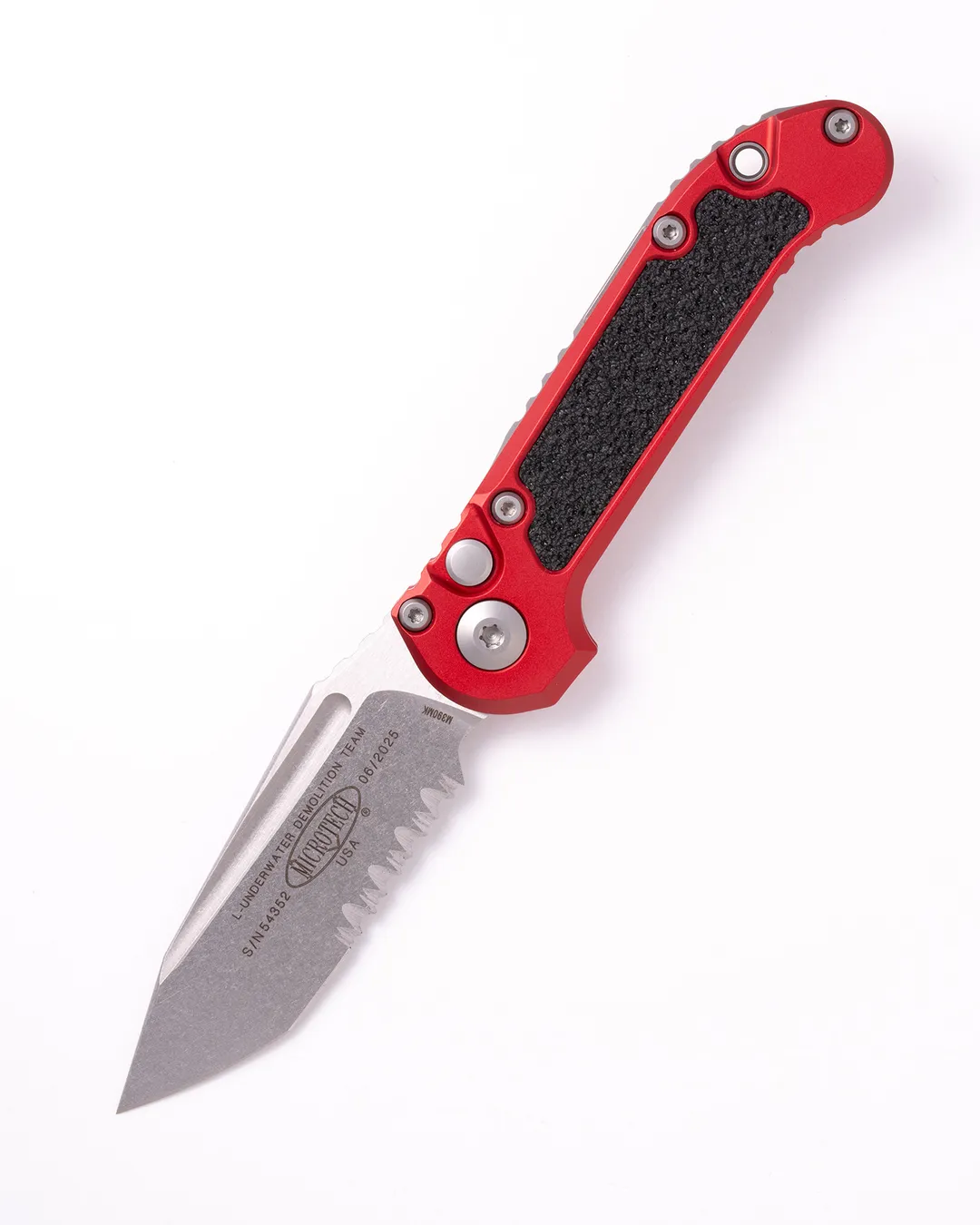 Microtech LUDT T/E Gen III Red Stonewash Partial Serrated 1136-11 RD