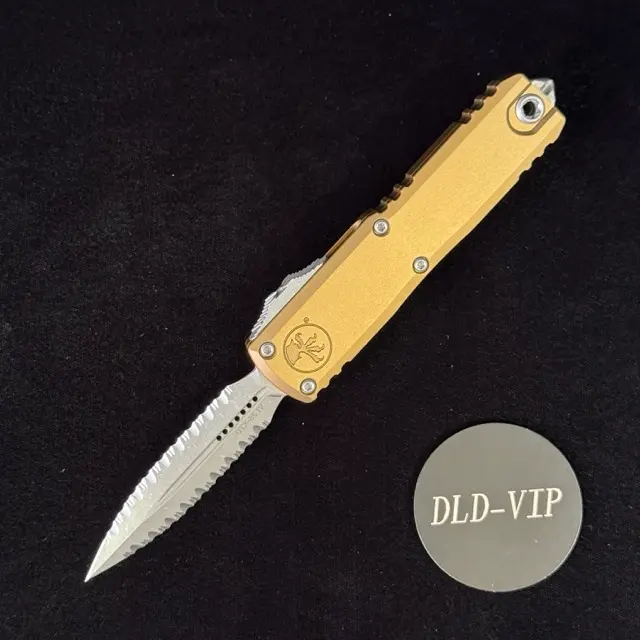 Microtech UTX-85 Gen IV Tan Apocalyptic Double Full Serrated 12324-D12 APTA - 1