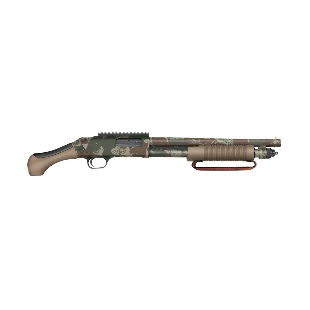 Mossberg 590 Bliksem 12 Gauge Pump Shotgun Rhodesian Brushstroke Camo FDE