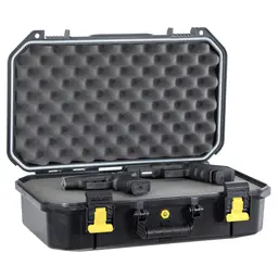 Plano All Weather 2 Four Pistol Hard Case with Pluck Foam, 18x10x5, Black/Yellow - 3
