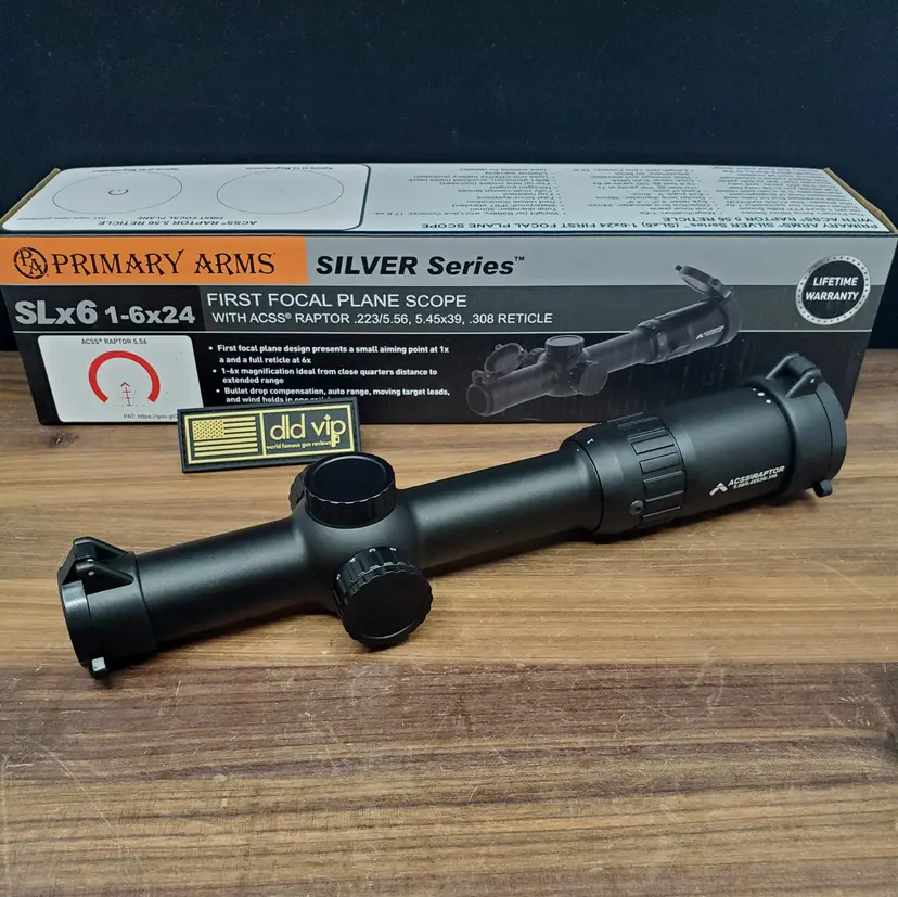 Primary Arms SLx Silver Series 1-6x24 FFP 30mm Illum. ACSS Raptor 5.56/.308Win - 1