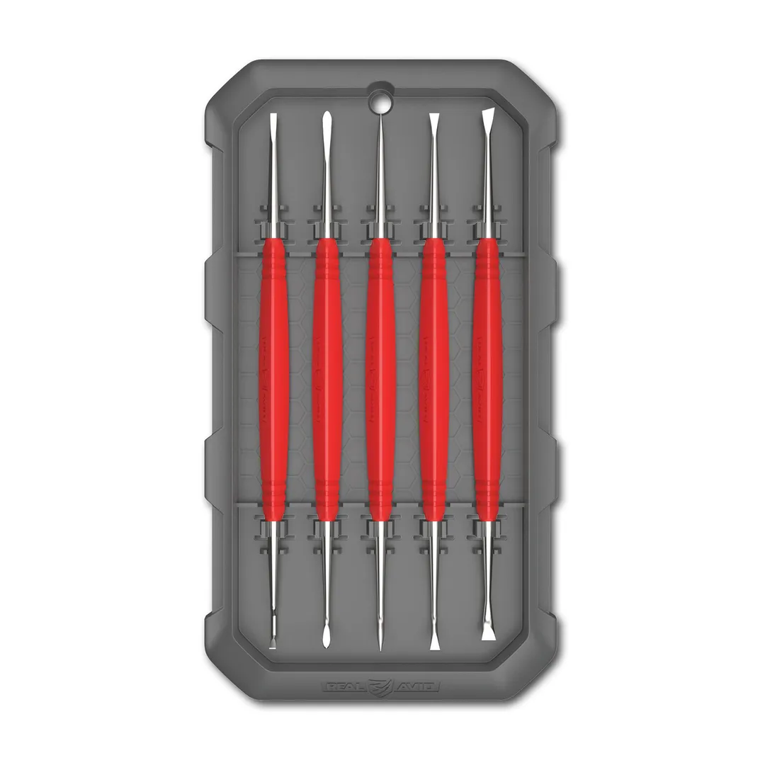 REAL AVID Accu-Grip Steel Picks Set – 5 Double-Sided Precision Tools with Red Rubber Grips
