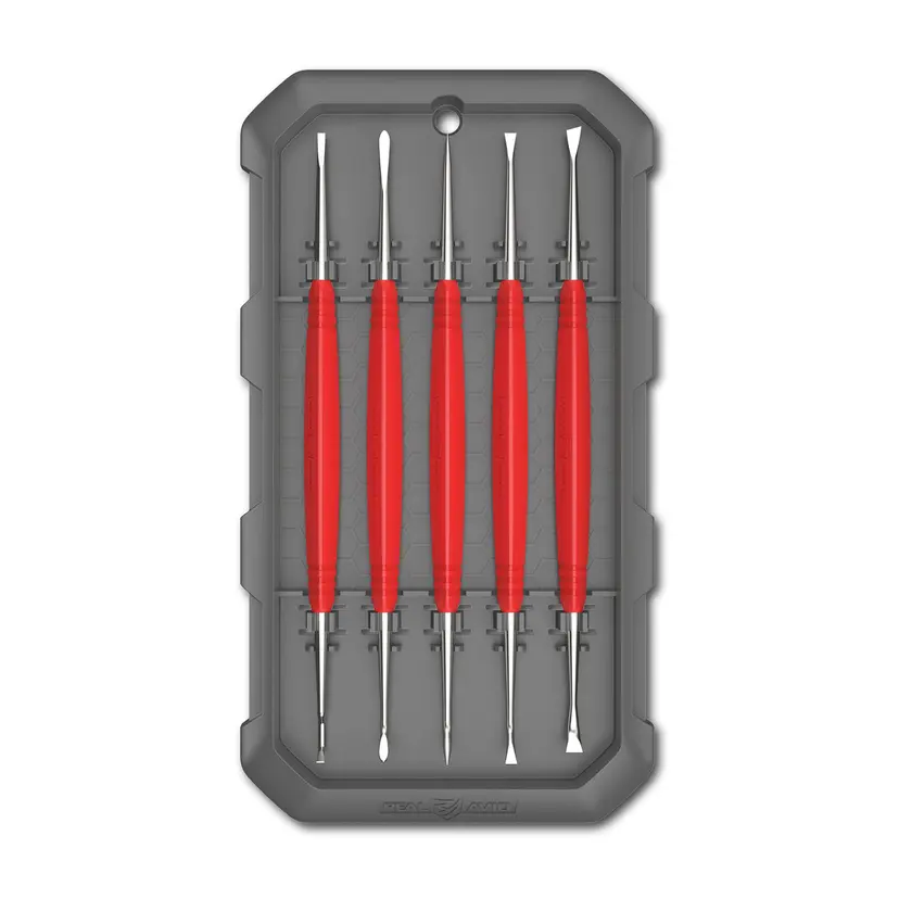 REAL AVID Accu-Grip Steel Picks Set – 5 Double-Sided Precision Tools with Red Rubber Grips - 1