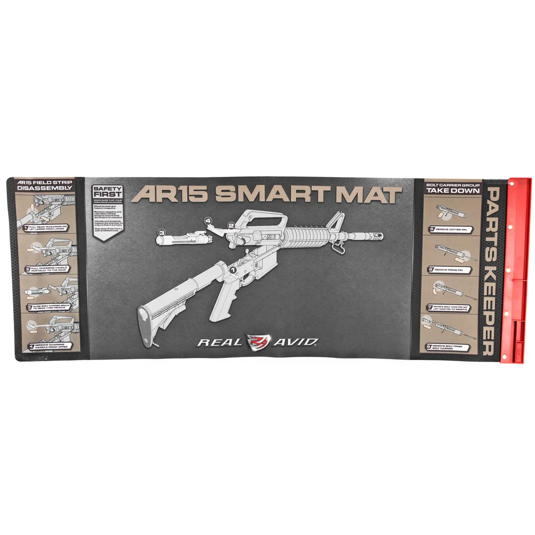 REAL AVID AR15 Smart Mat – Gun Cleaning Mat with Parts Keeper Tray, Magnetic Compartment, Oil & Solvent Resistant, 43x16 Inch