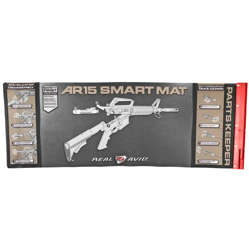 REAL AVID AR15 Smart Mat – Gun Cleaning Mat with Parts Keeper Tray, Magnetic Compartment, Oil & Solvent Resistant, 43x16 Inch - 1