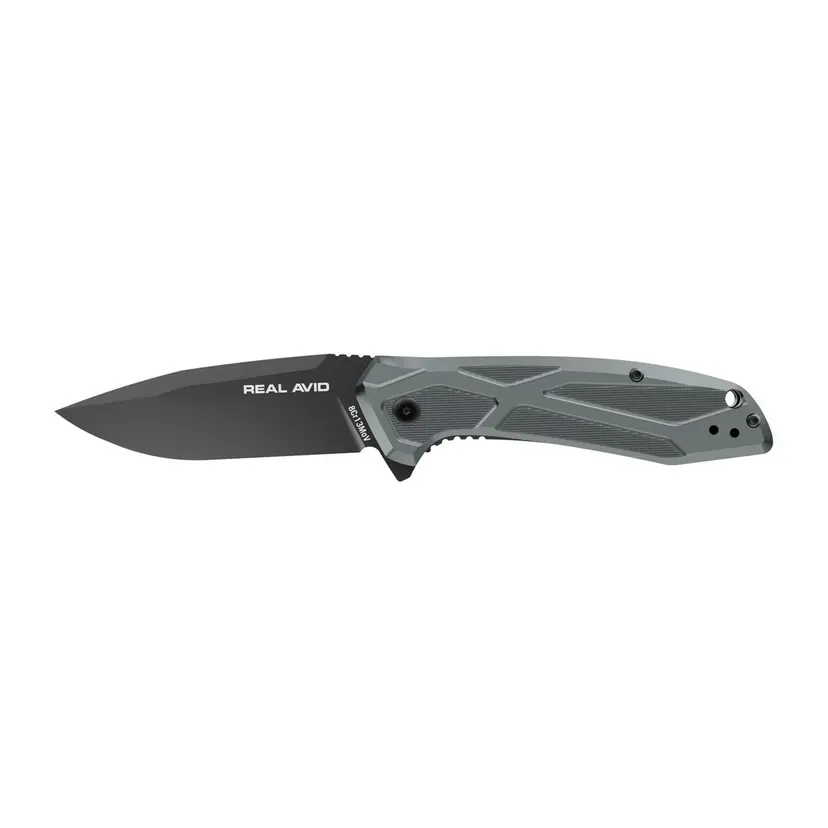 REAL AVID Born Ready Blue Assisted Folding Knife 3.25" Stainless Blade Aluminum Handle - 1