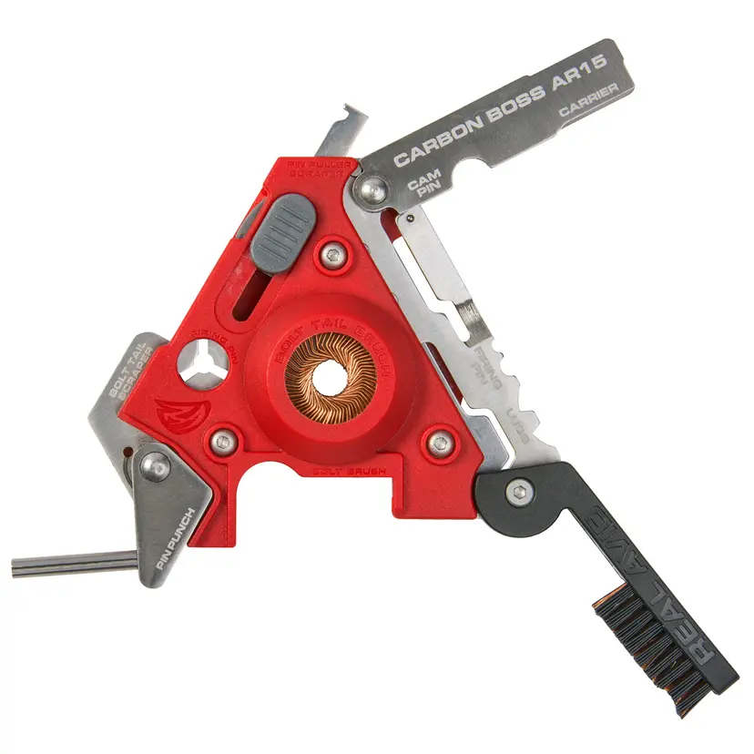 REAL AVID Carbon Boss AR15 Multi-Tool – 16 Precision Cleaning Tools with Scrapers, Brushes, BCG Carbon Removal, Nylon Sheath - 1