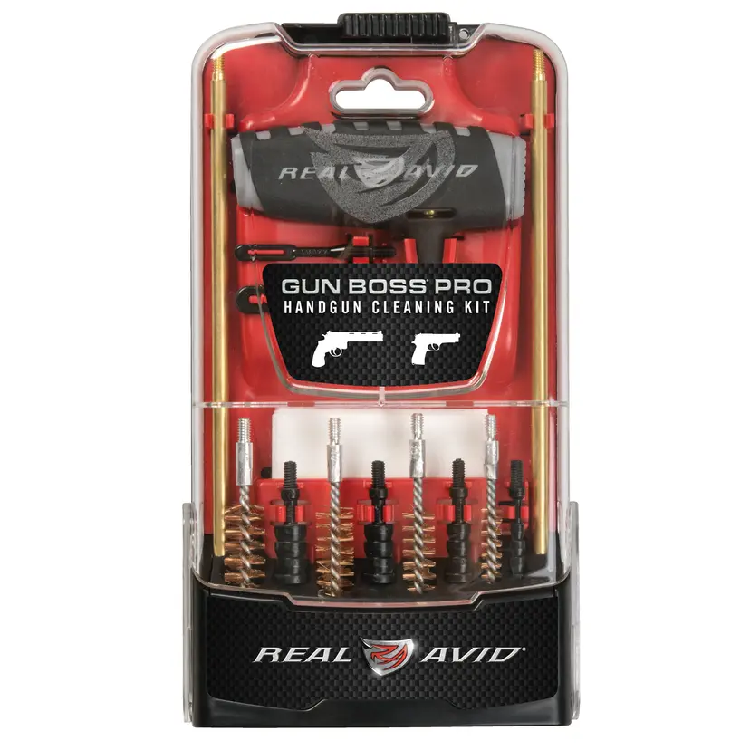 Real Avid Gun Boss Pro Handgun Cleaning Kit – Multi-Caliber Pistol Cleaner with Polycarbonate Case, Brass Rods, Brushes & Accessories - 1