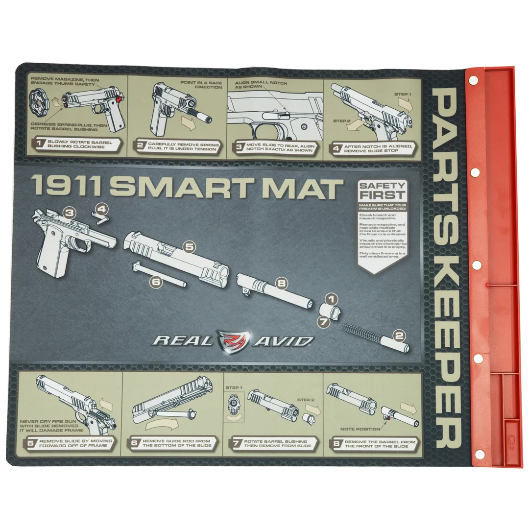 REAL AVID 1911 Smart Mat – Gun Cleaning Mat with Parts Keeper Tray, Magnetic Compartment, Oil & Solvent Resistant, 19" x 16"