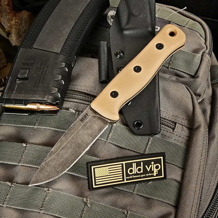 Reiff Knives F4 Bushcraft Coyote Tan G-10 CPM 3V w/ Kydex Sheath - 1