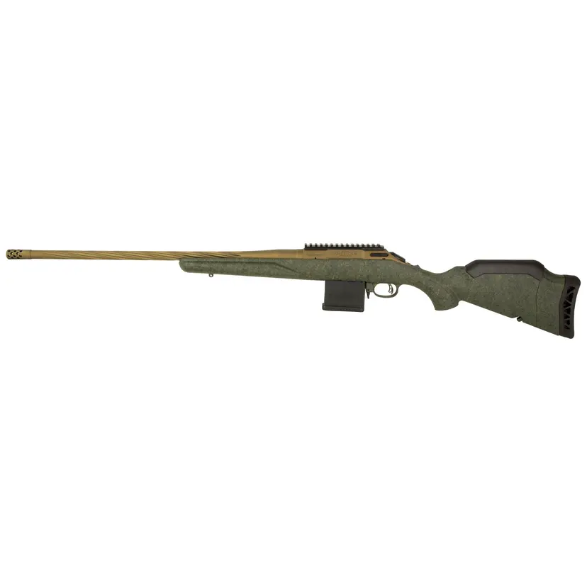 Ruger American Gen II Predator Bolt Action Rifle 204 Ruger 22in Spiral Fluted Threaded Barrel Burnt Bronze Cerakote Green Splatter Stock 10rd - 1