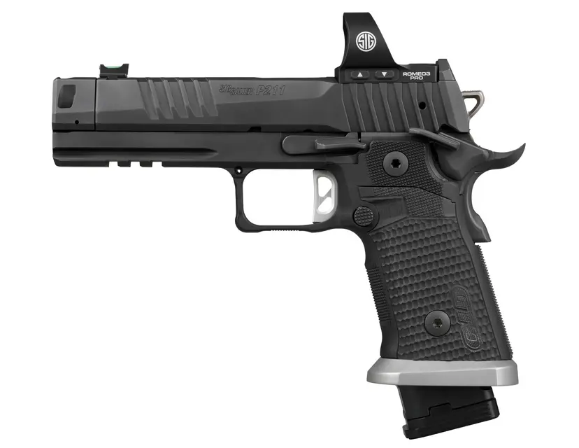 Sig Sauer P211 GTO 9mm Full-Size Pistol 4.4in Black Compensated, ROMEO3PRO Optic, Fiber Optic Sight, 3 Mags (23rd/21rd) - 1