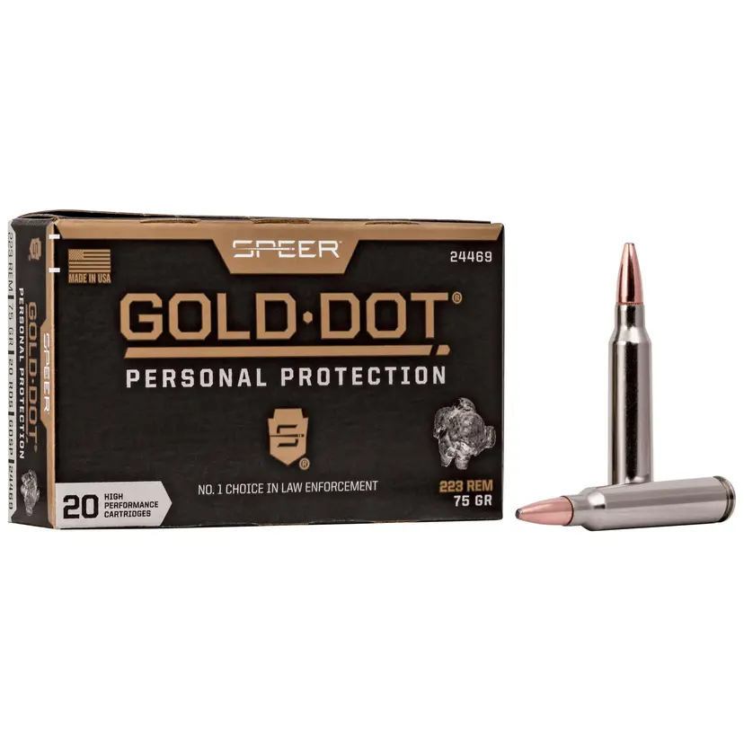 Speer Gold Dot 223 Rem 75gr HP Ammunition – 20 Round Box, Premium Self-Defense Ammo - 1