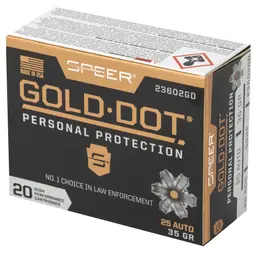 Speer Gold Dot 25ACP 35 Grain Hollow Point Ammunition – 20 Rounds for Personal Protection - 3