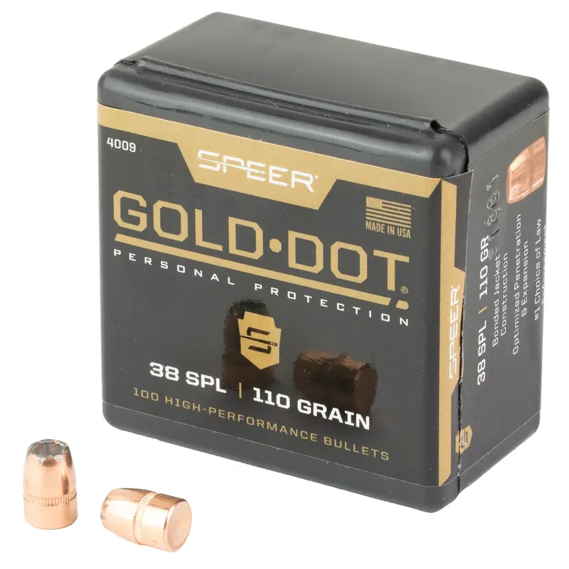 Speer Gold Dot .357 110GR HP Bullets – 100 Count Hollow Point Reloading Supplies - 1