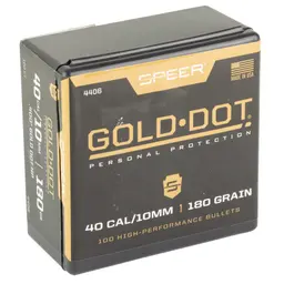 Speer Gold Dot .40 Cal 180gr Hollow Point Bullets – 100 Count Reloading Projectiles - 2
