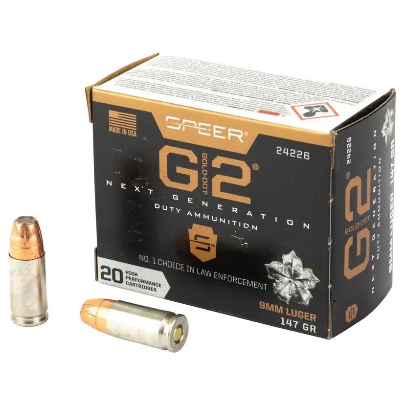 Speer Gold Dot G2 9mm 147 Grain Hollow Point Ammo – 20 Round Box - 1