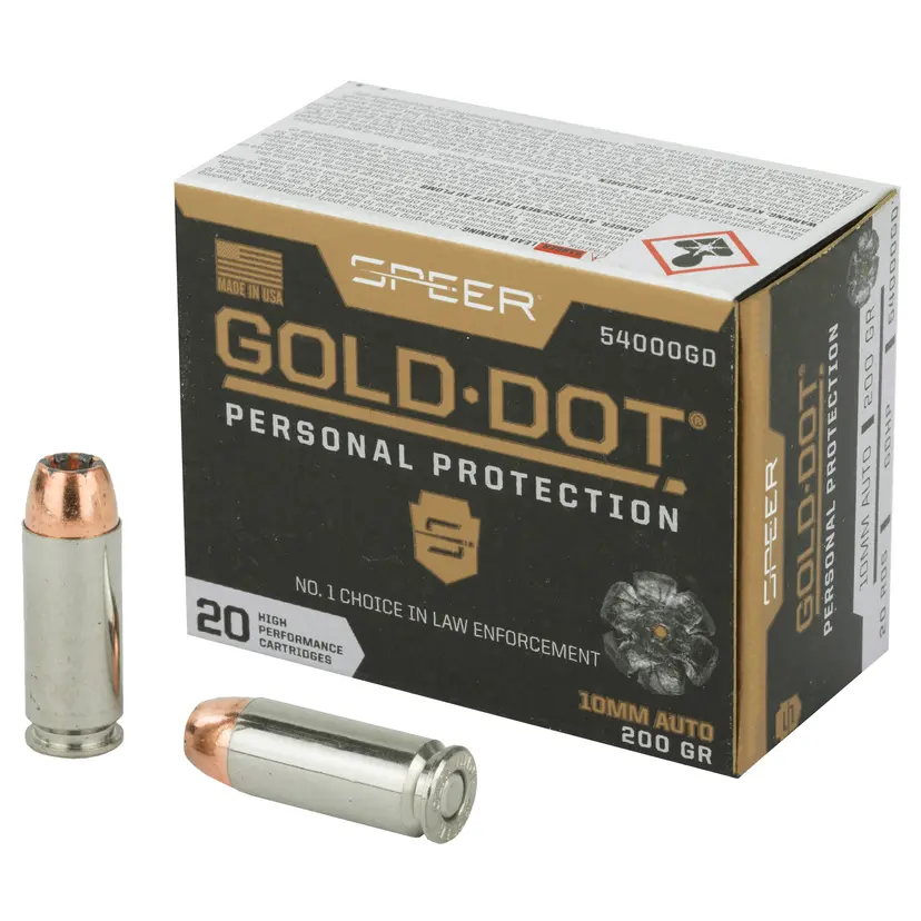 Speer Gold Dot 10mm 200gr Hollow Point Ammunition – 20 Round Box for Personal Protection - 1