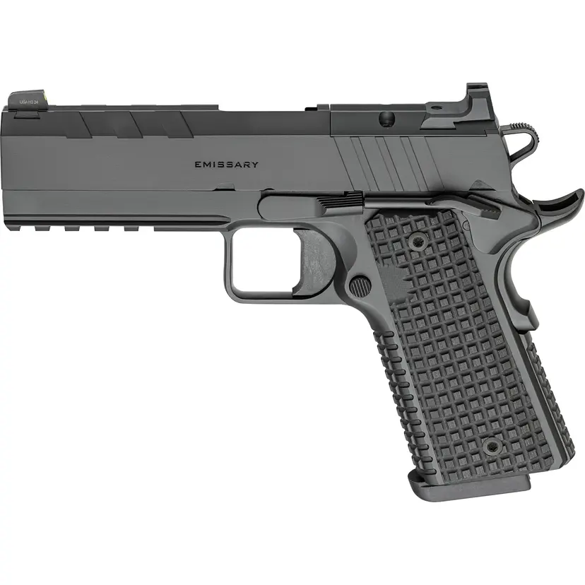 Springfield Emissary AOS 1911 9mm 4.25" Optics Ready Pistol, Black, 9rd – Match Grade Barrel, Tritium Sights - 1