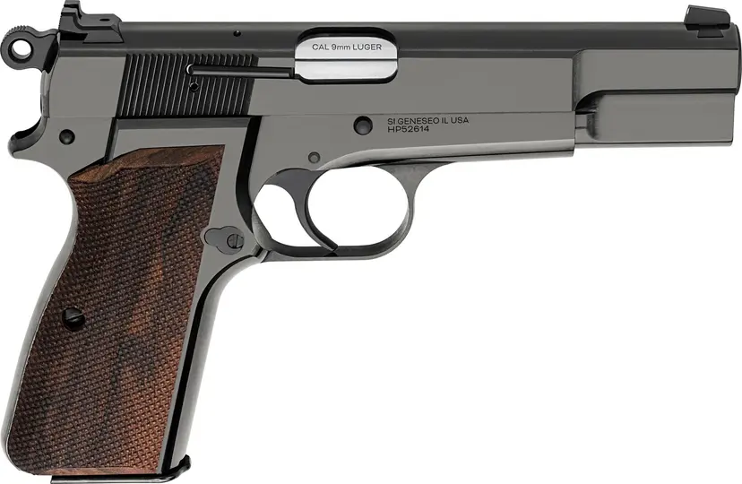 Springfield SA-35 9mm Full Size Single-Action Semi-Auto Pistol 4.7in Forged Barrel Polished Blued 15+1 Walnut Grips - 1