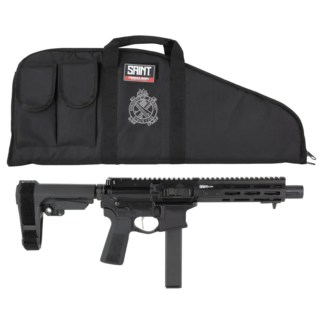 Springfield SAINT VICTOR 9mm Semi-Auto AR Pistol 8.5in Threaded Barrel Black Anodized SBA3 Brace 32+1