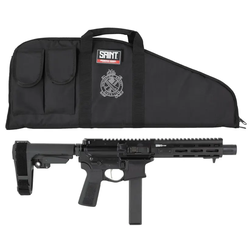 Springfield SAINT VICTOR 9mm Semi-Auto AR Pistol 8.5in Threaded Barrel Black Anodized SBA3 Brace 32+1 - 1