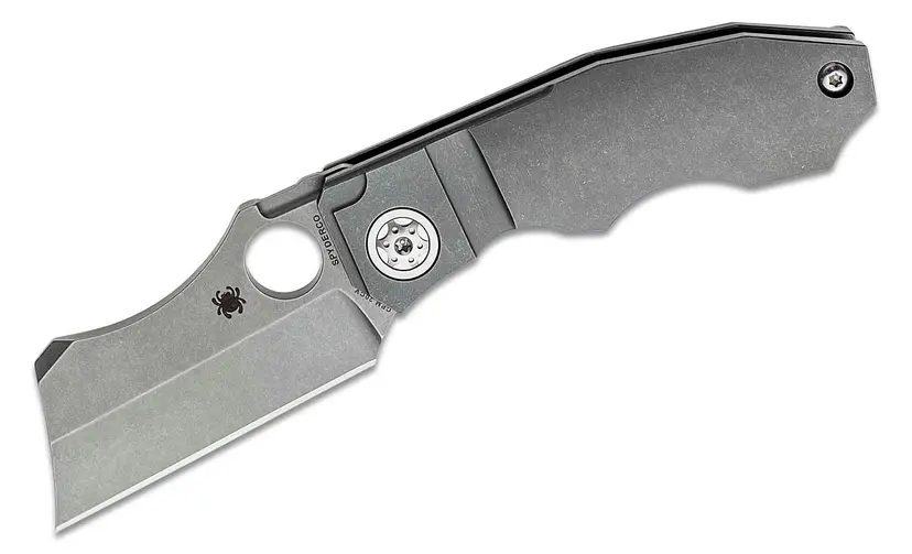 Spyderco Stovepipe CPM-20CV Dark Stonewashed Cleaver Blade, Dark Titanium Handles, Frame Lock - C260TIP - 1