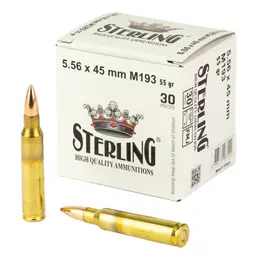 Sterling 5.56 NATO M193 55gr FMJ Ammunition 30 Rounds – Full Metal Jacket - 1
