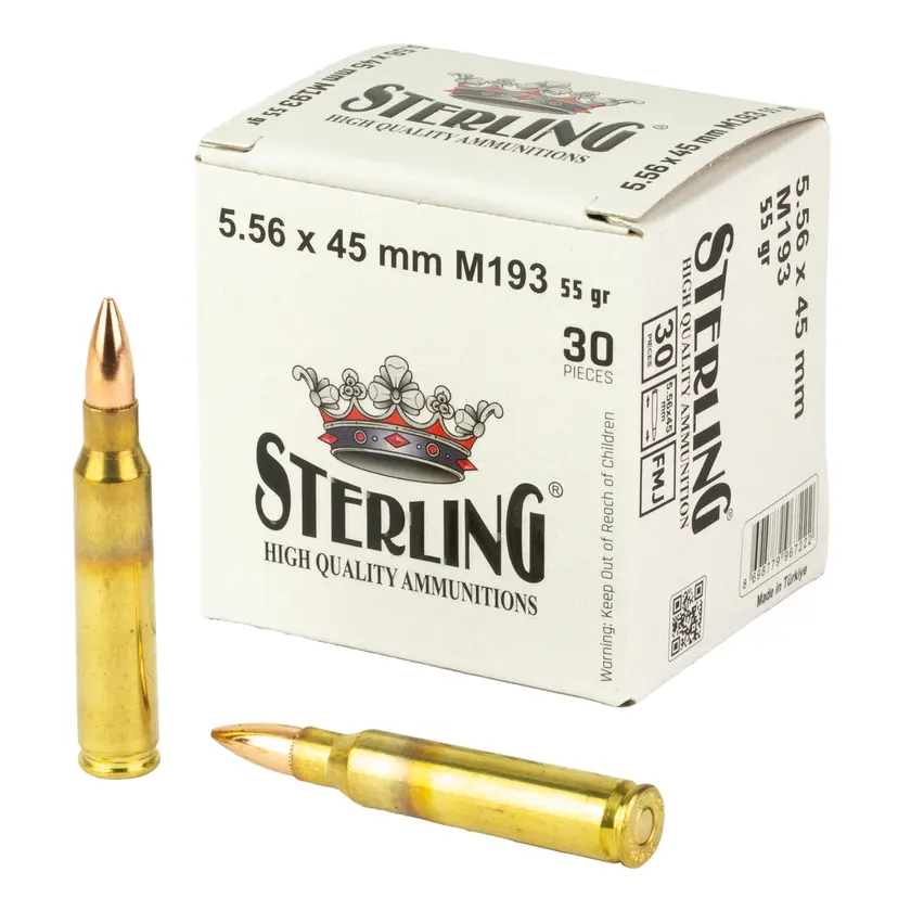Sterling 5.56 NATO M193 55gr FMJ Ammunition 30 Rounds – Full Metal Jacket - 1