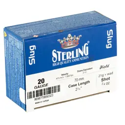 Sterling Big Game 20 Gauge 2.75" 7/8 oz Slug Ammunition – 10 Round Box - 2