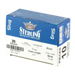Sterling Big Game 20 Gauge 2.75" 7/8 oz Slug Ammunition – 10 Round Box - 3