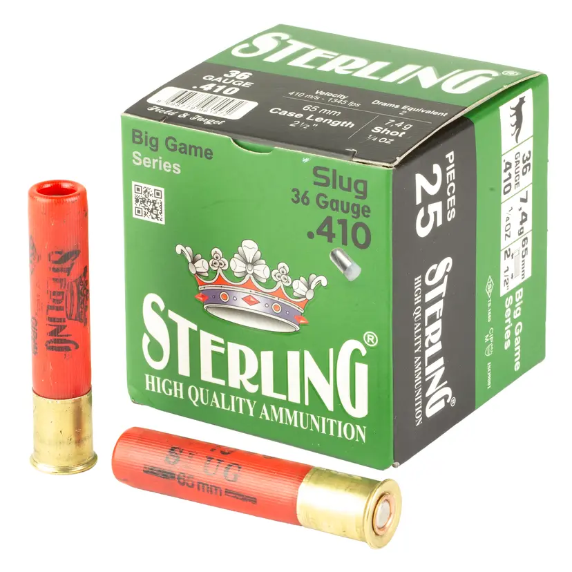 Sterling Big Game 410 Bore 2.5" 10 Grain Rifled Slug Ammunition 25 Rounds - 1