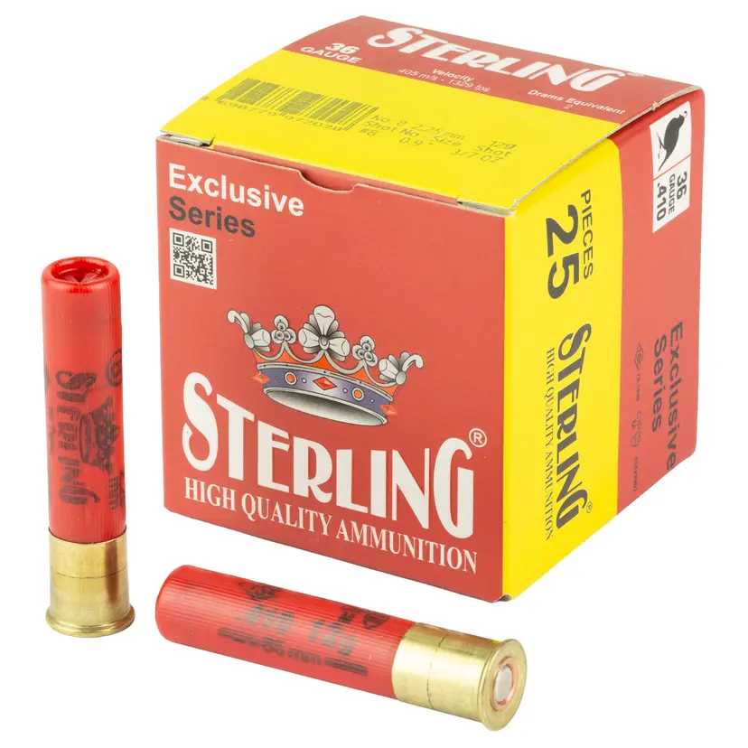 Sterling Exclusive 410 Bore 2.5" #8 Shot Shells 3/7 oz 25 Rounds - 1