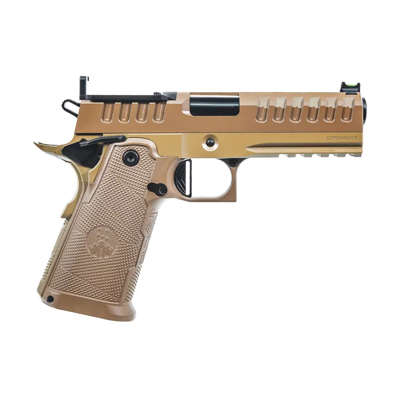 WATCHTOWER Firearms Apache Commander 1911 9mm Semi-Auto Pistol 4.3in Barrel Optics Ready FDE PVD 15rd (3 Mags) - 1
