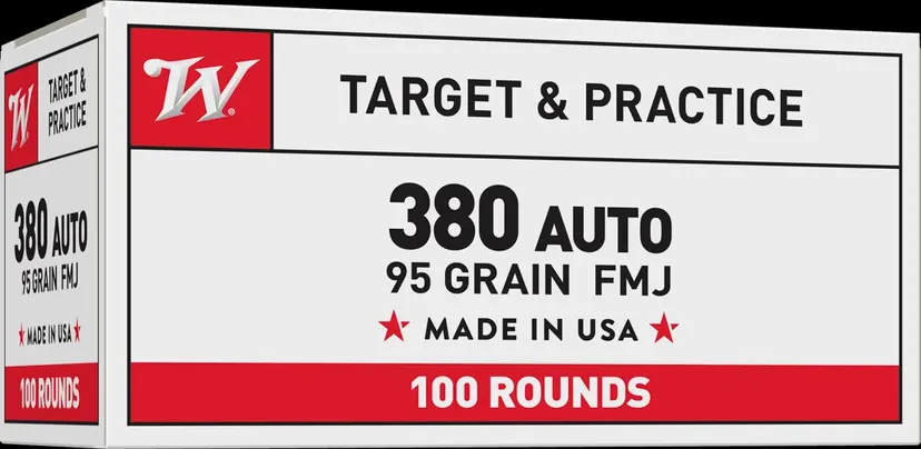 Winchester Ammo 380ACP 95 Grain FMJ Flat Nose 500 Round Case - 1