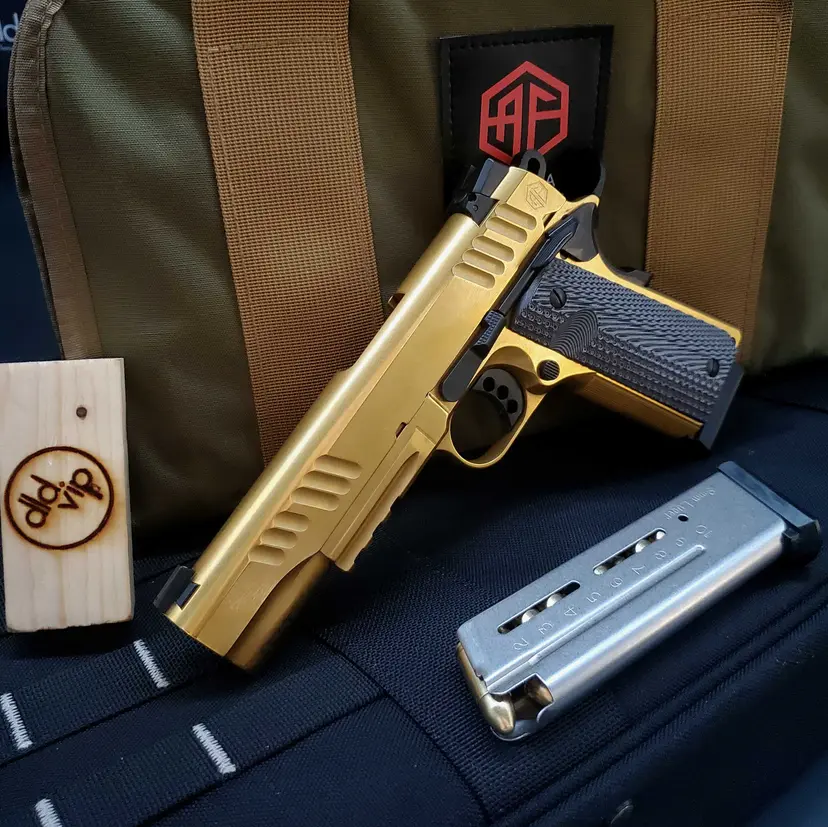 Alpha Foxtrot 1911 9mm 5" Polished Gold DLC Webinar - 1