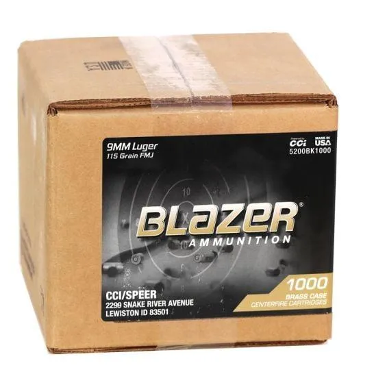 CCI Blazer Brass Handgun Ammunition 9mm Luger 115 Grain 1000/ct Case Webinar