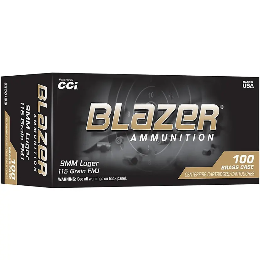 CCI Blazer Brass Handgun Ammunition 9mm Luger 115gr FMJ 1000/ct Case Webinar - 1