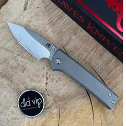 Chaves Ultramar ScapeGoat Street Frame Lock Knife Belt Satin Blade Stonewashed Titanium Handles ST/ - 2