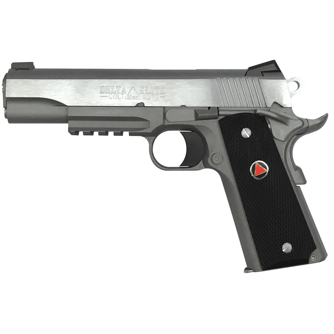 Colt Delta Elite Rail 1911 10mm Semi-Auto Pistol 5in Stainless Steel 8rd Novak White Dot Sights Webinar