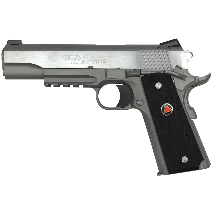 Colt Delta Elite Rail 1911 10mm Semi-Auto Pistol 5in Stainless Steel 8rd Novak White Dot Sights Webinar - 1